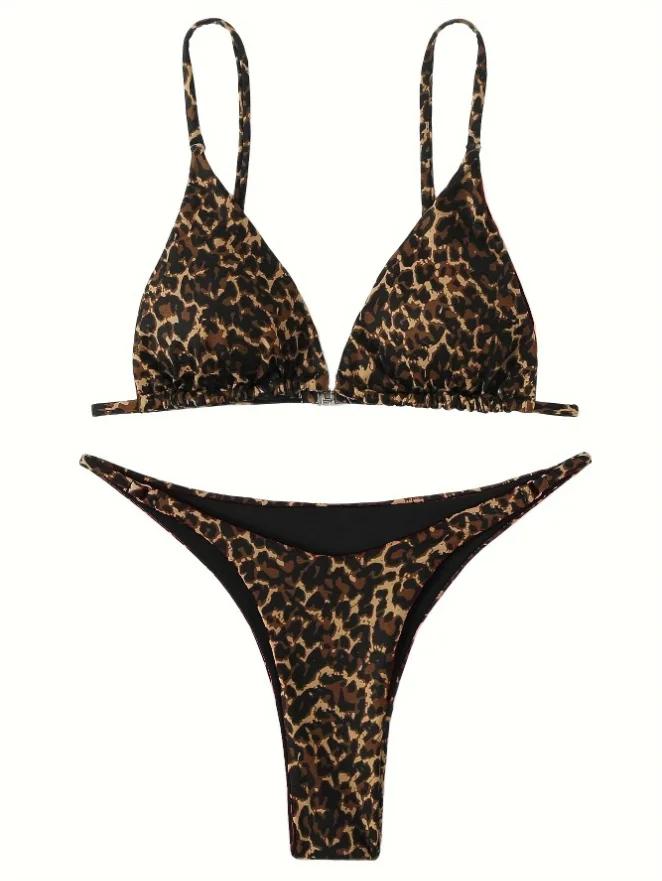 Bikini Micro Leopardo 2024 Donna Taglio Alto Fasciatura Push Up Costume da Bagno Costume da Bagno Sexy Perizoma Imbottito Costumi da Bagno, Vacanza Estiva al Mare