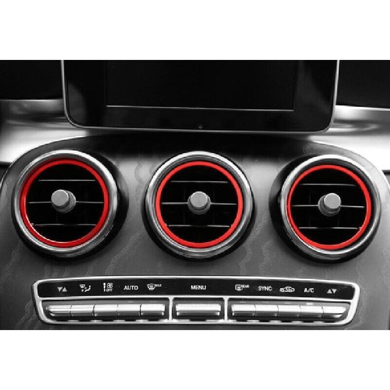 For Mercedes-Benz GLC 2016-21 Aluminum Red Console Air Outlet Vent Ring Decor