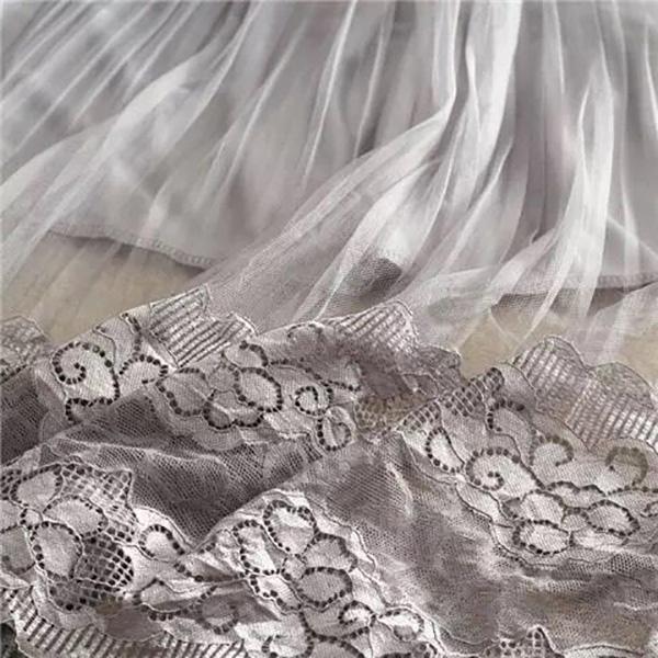 Mittellanger Garnrock für Damen, elastische Taille, bedruckte Spitze, hohe Taille, A-Linien-Rock, Faltenrock, Arbeit, Reisen