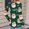 Women's Fashionable Casual Christmas Printed Pleated Comfortable Round Neck Loose Long Sleeve T-Shirt Top