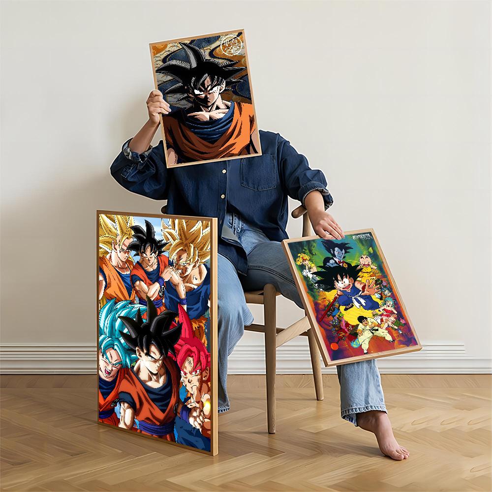 Figure Anime Vegeta Goku D-Dragon Ball Poster Classici Vintage Qualità HD Wall Art Poster Retrò per Decorazione Parete Casa Stanza