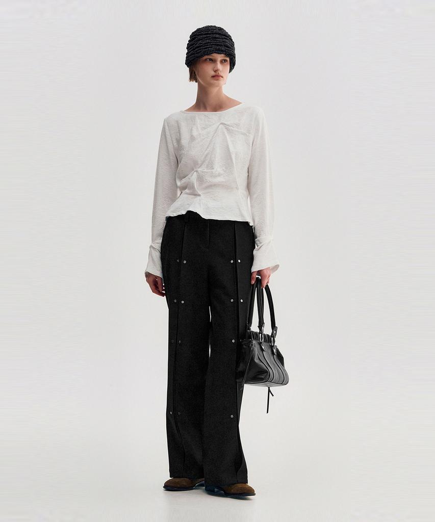 Kimjisu Pinched Long Sleeve Top _ White