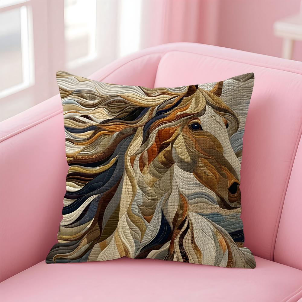 Printing Stylish Horse Cushion Cover Natural Linen Pillow Case DoubleSided Print Decorative Sofa Pillowcase Home Decor Gift