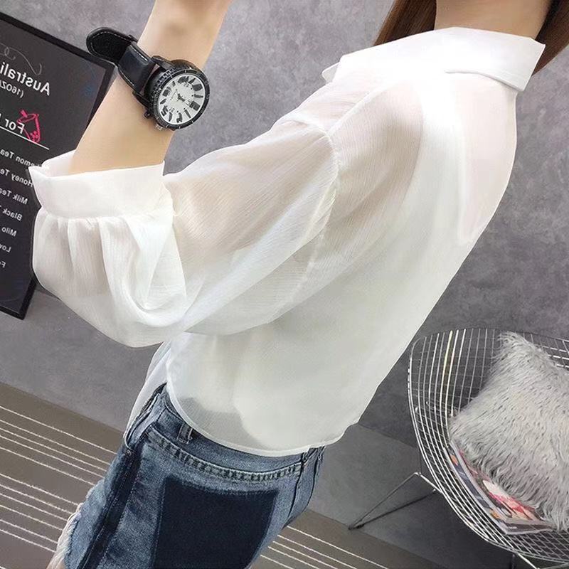 

Summer new women s clothing loose cardigan shawl thin versatile chiffon sunscreen jacket women s shirt tide One size fits all 40-65kg белый