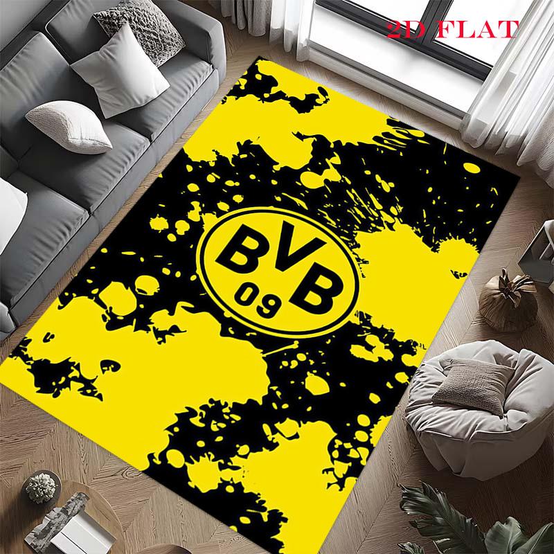 Borussia Dortmund Logo Teppich für Wohnzimmer Schlafzimmer Zuhause Sofadekoration, rutschfeste Bodenmatte für Kinder