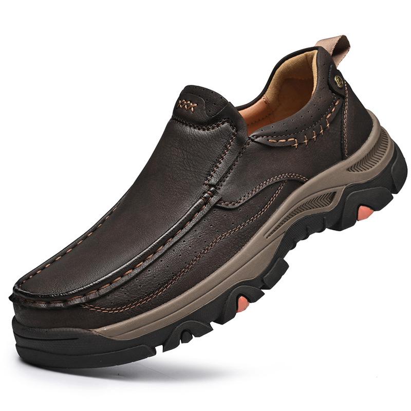 

Men s Thick Sole Wear-Resistant Leather Hiking Loafers - Slip-On Casual Shoes 47