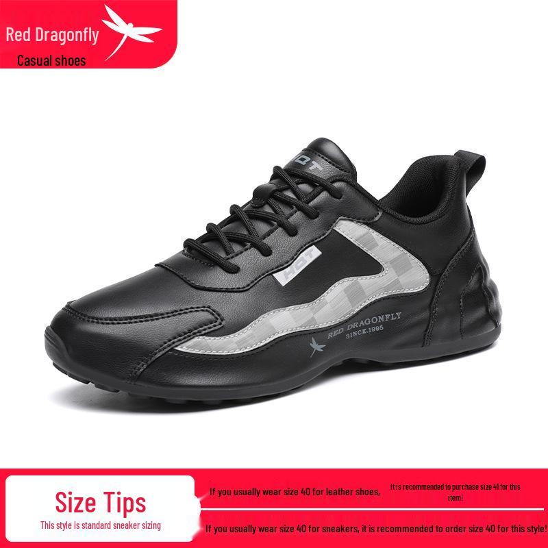 Red Dragonfly Men s Height-Increasing Leather Sneakers - Autumn/Winter Casual Dad Shoes with Thick Sole. 45