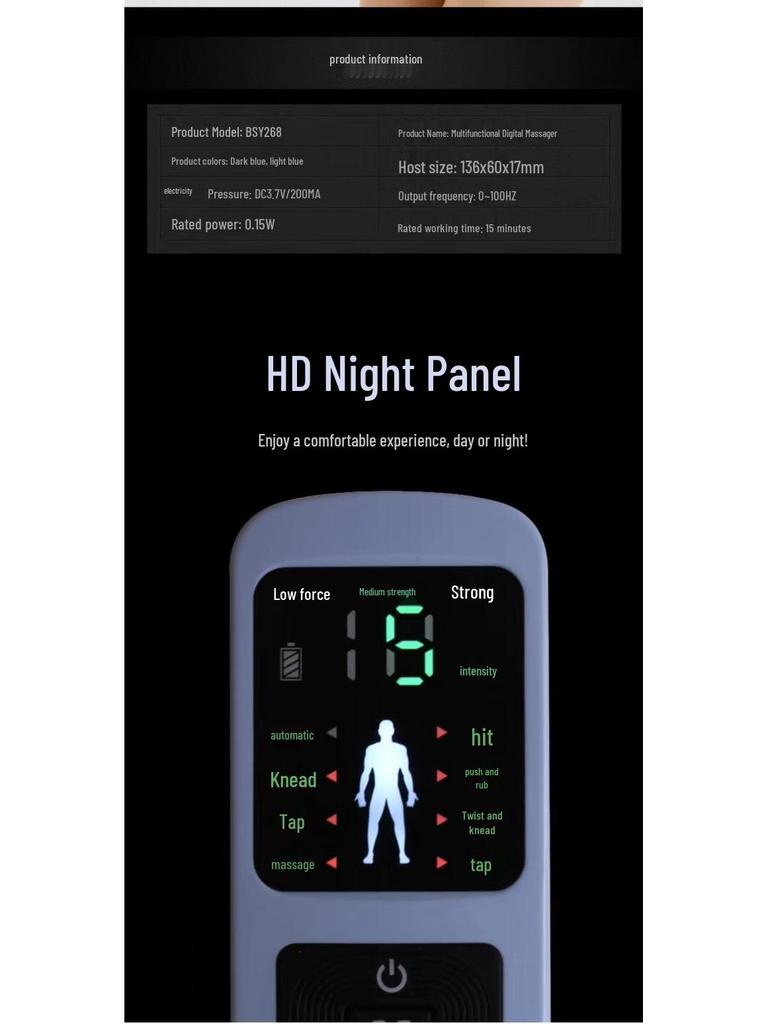 Rechargeable Multi-functional Meridian Pulse Massager with Chinese & English Settings