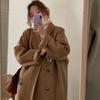 Women's Korean-Style Mid-Length Woolen Outer Wear Preppy Vibe Loose Coat