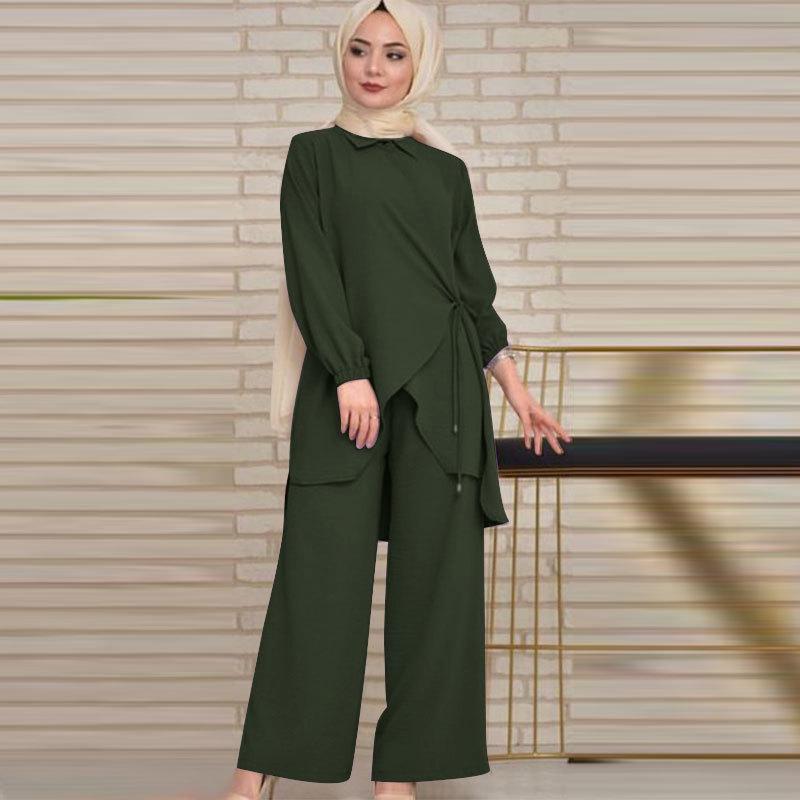 Autumn 2025 European & American Women's Loose Casual Muslim Fashion Two-Piece Set