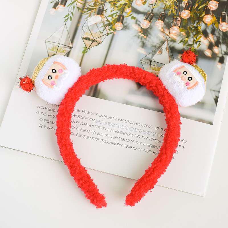 Christmas Cute Santa & Reindeer Plush Headband for Women - Autumn/Winter Mori Style Hair Accessory