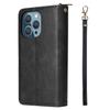 Apple iPhone 13/12 Mini Leather Case: Nine-Card Zipper Style for 14 Pro Max