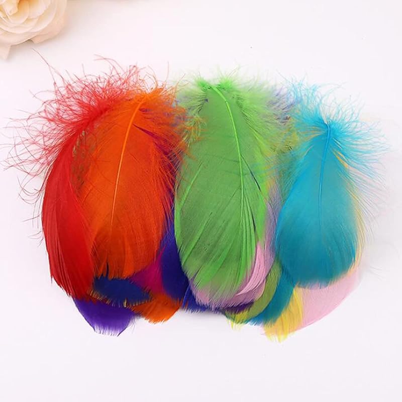 Wepetyo 300pcs Goose Feathers,Ostrich Feathers Colorful Ostrich Feathers Home Decoration DIY Craft for Party Wedding Decorations(Colorful No.10 Colorful No.10 Random