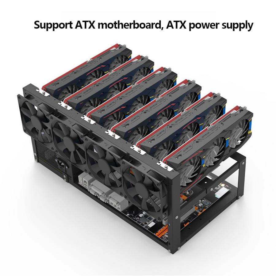 Open Air Frame Case for 6 or 8 GPU Graphics Video Cards Computer Accessories
