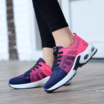 Summer Shoes Women's Foreign Trade Explosion Casual Shoes Breathable and Lightweight Mother Shoes Lace-up Air Cushion Sports Shoes Women