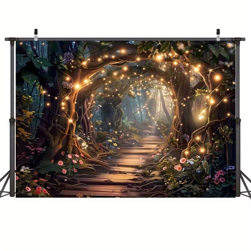 Magic Forest Scene Background Banner, no need for electricity, suitable for parties, weddings, and photography events
