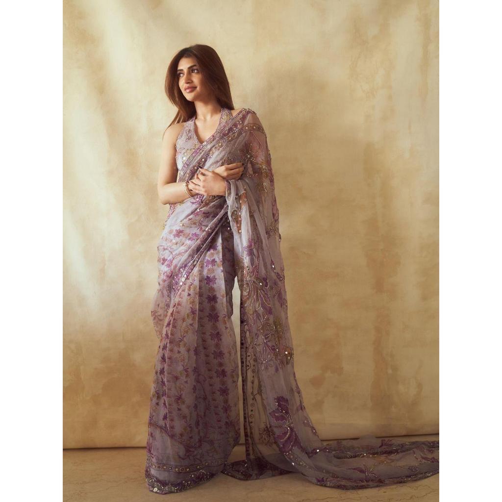 Premium Tabby Silk Saree – Multicolour Mirror Work Masterpiece