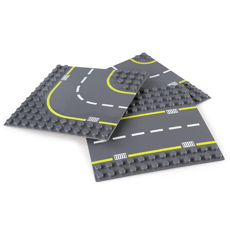 2 Stück Bausteine mit großen Teilen Stadt Bauen Straße Straßen Grundplatten Sets Diy Steine Zubehör Lernspielzeug Für Kinder