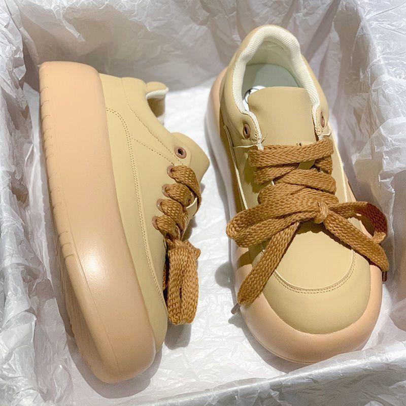 

Little white shoes women s doll shoes autumn 2025 new full leather big head bread shoes comfortable casual thick baseplate shoes lightweight 40 хаки