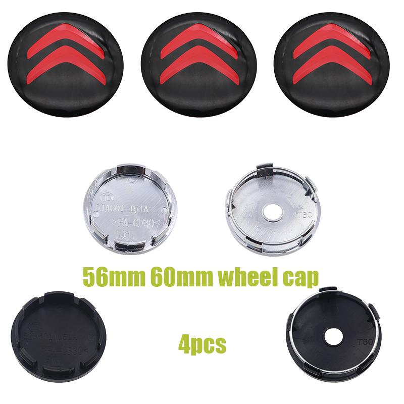 4 buc 56mm 60mm logo 3D Citroen Emblema roată mașină Capac centru butuc roată Accesorii styling capac protecție praf jantă auto