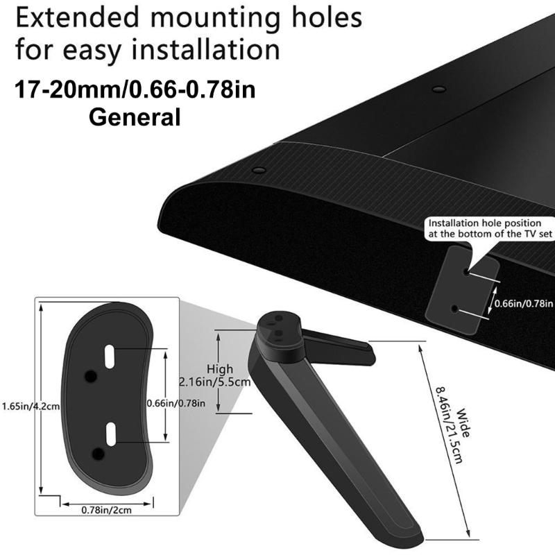 Secure TV Base Stand ABS Metal Pedestal Feet For Stability Preventing Tipping With Simple Setups