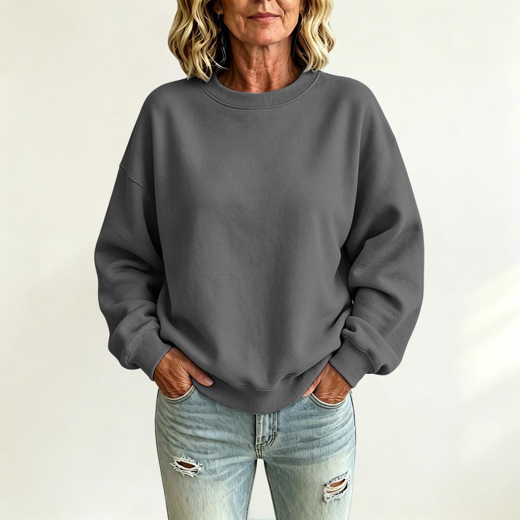 Women's Lined Neck Sweatshirt Casual Loose Fit Pullover for Couples Daily Wear