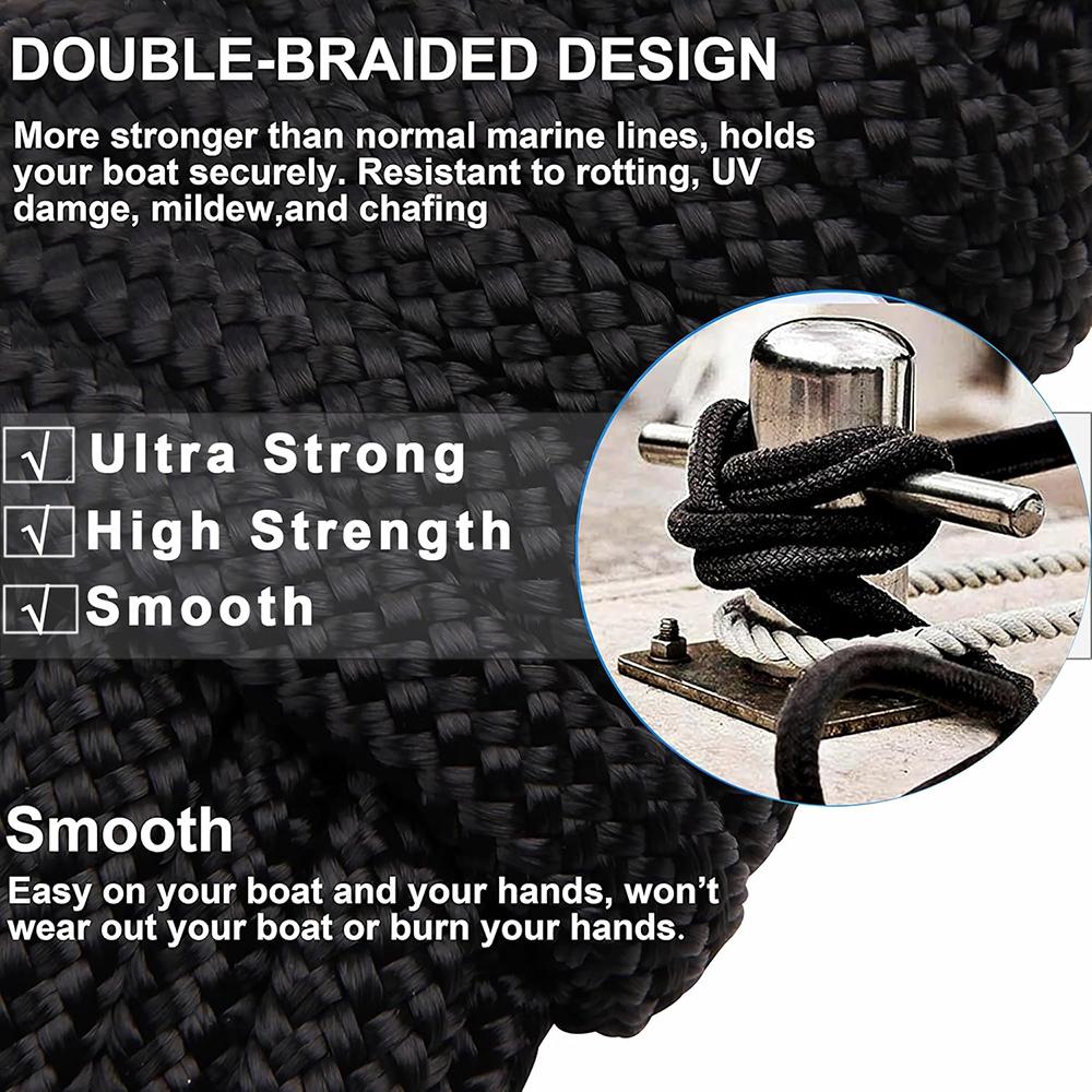 5m/16.5ft Boat Dock Lines Mooring Rope Double Braided Nylon Fender Line Docking Boat Rope for Yacht Marine Anchor Ropes 7