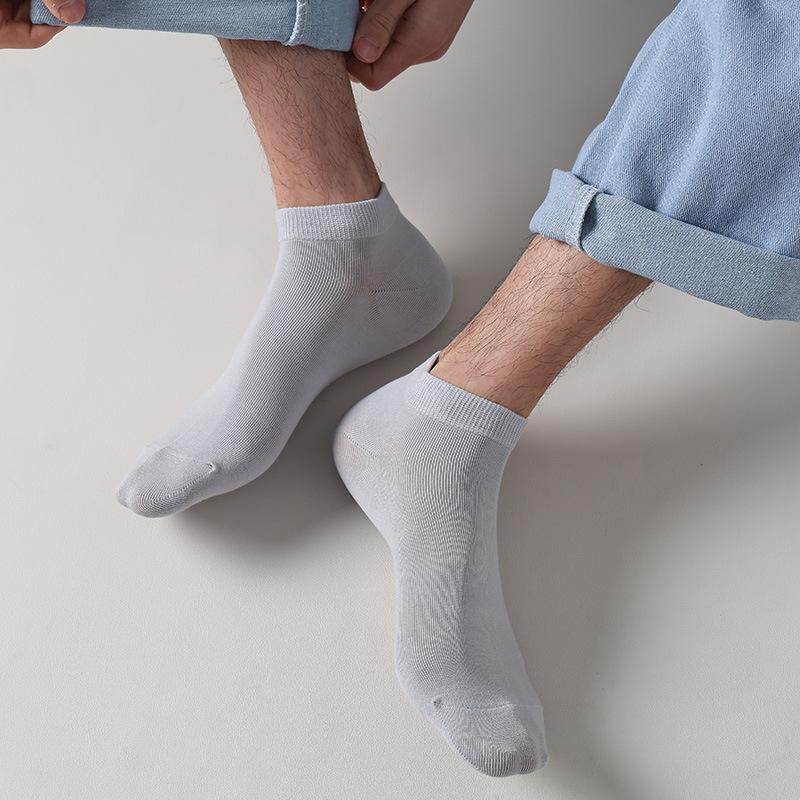 Pure Cotton Men's Short Socks for Spring and Summer, Anti-slip, Anti-pilling, Non-dropping, Boat Socks, Sweat-absorbing and Breathable Short Socks