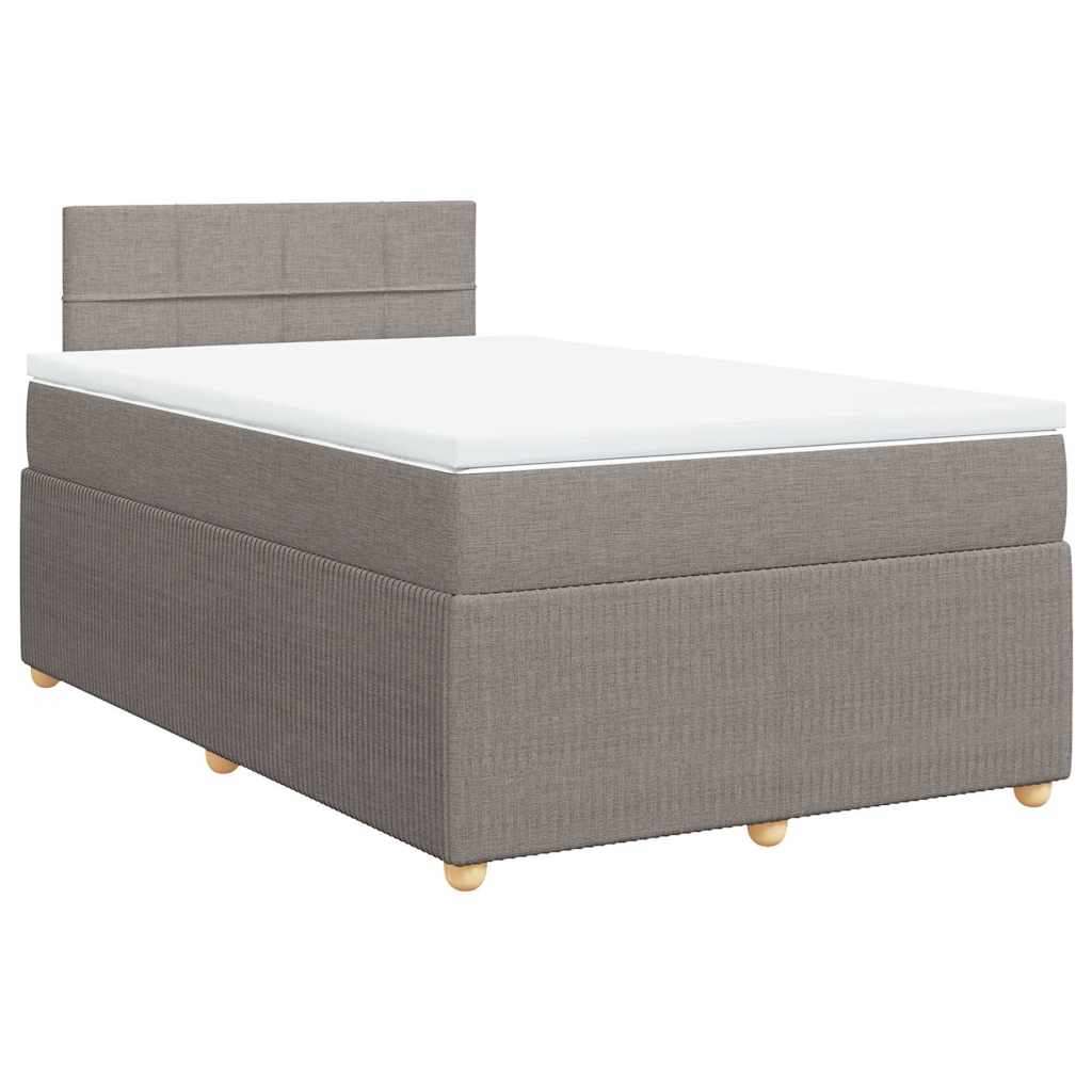 Vidaxl Łóżko Kontynentalne Z Materacem, Taupe, 120X190 Cm, Tkanina