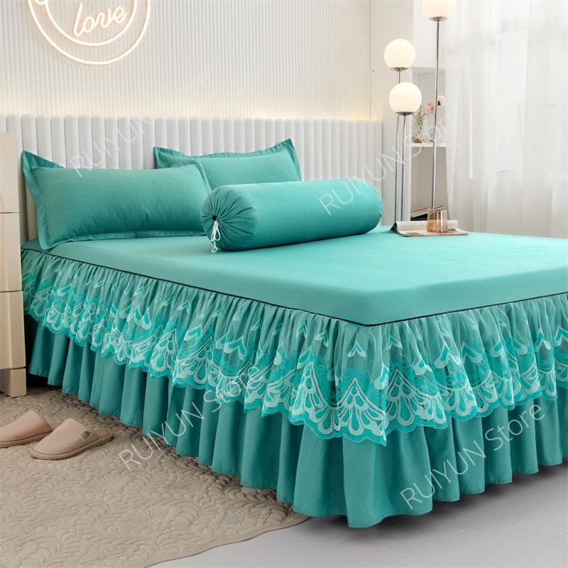 New Princess Bed Skirt Mattress Protector Bedsheet Ruffled Lace Bed Skirt Bedding Bed Cover Bedspread Non-slip Mattress Cover