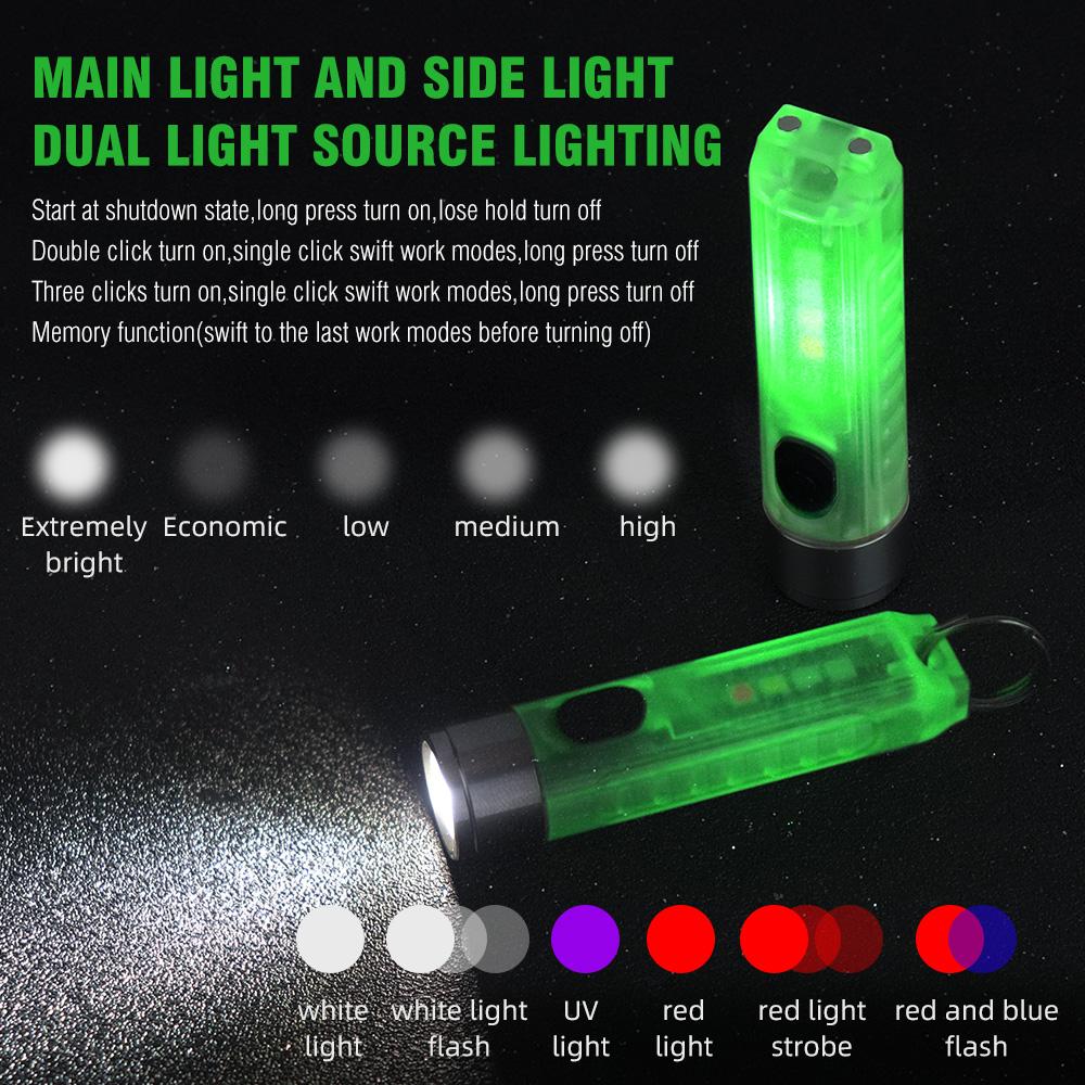 Mini LED Flashlight 10 Light Mode Self-Defense Tactical Keychain Flashtorch High Powerful Portable Outdoor Lighting