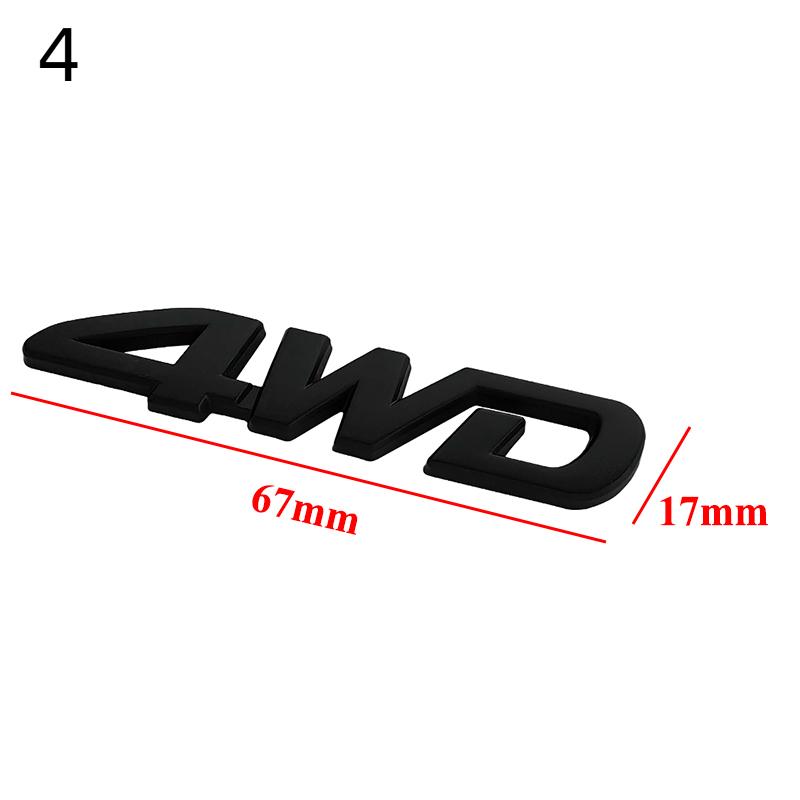 3D Metall Chrom Schwarz Zahlen Buchstaben Logo 4WD Emblem Auto Kotflügel Abzeichen Stamm Aufkleber 4WD Aufkleber Zubehör