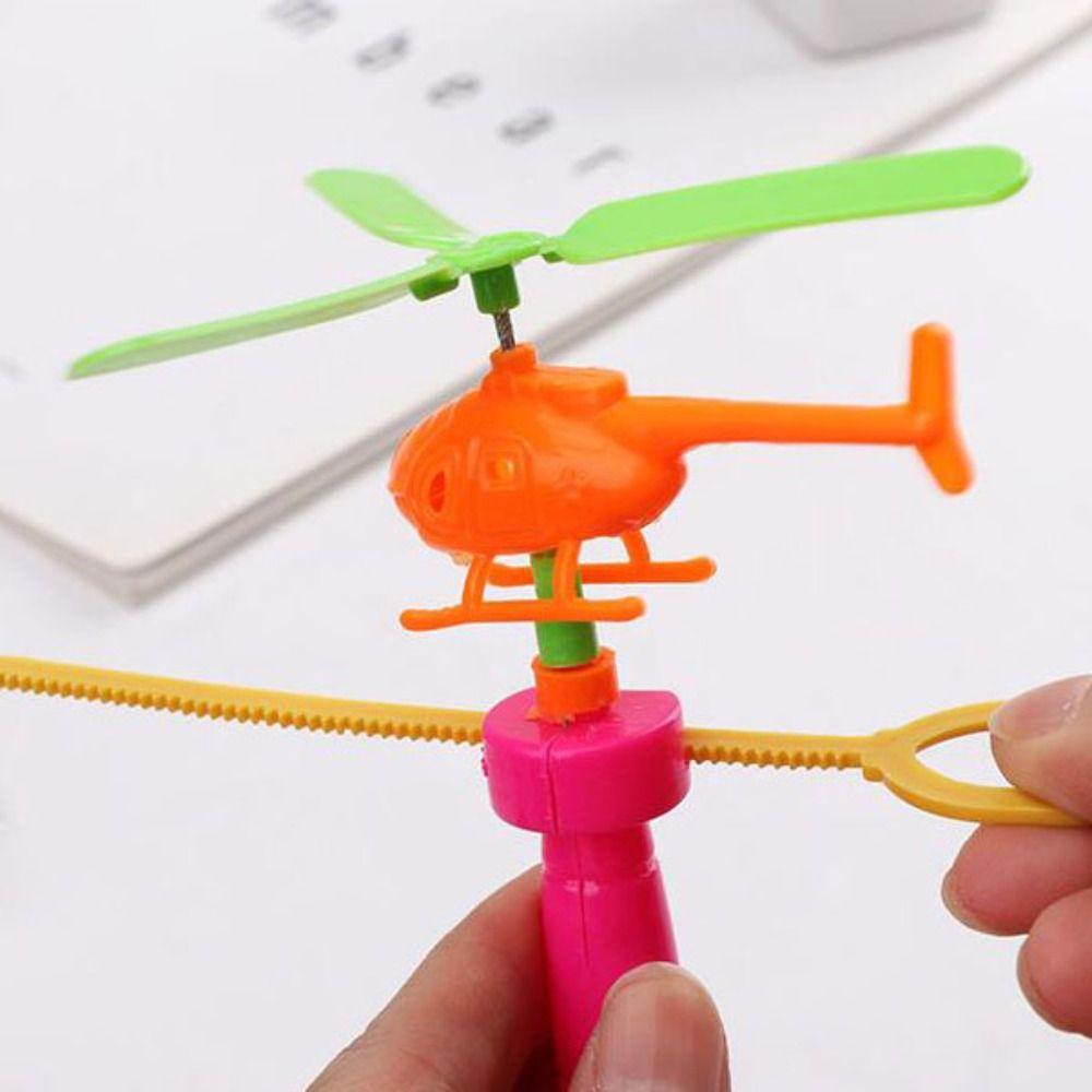 Plastic Pull Line Helicopter Toys With Assembled Handle Take-off Draw Toys  Children Gift