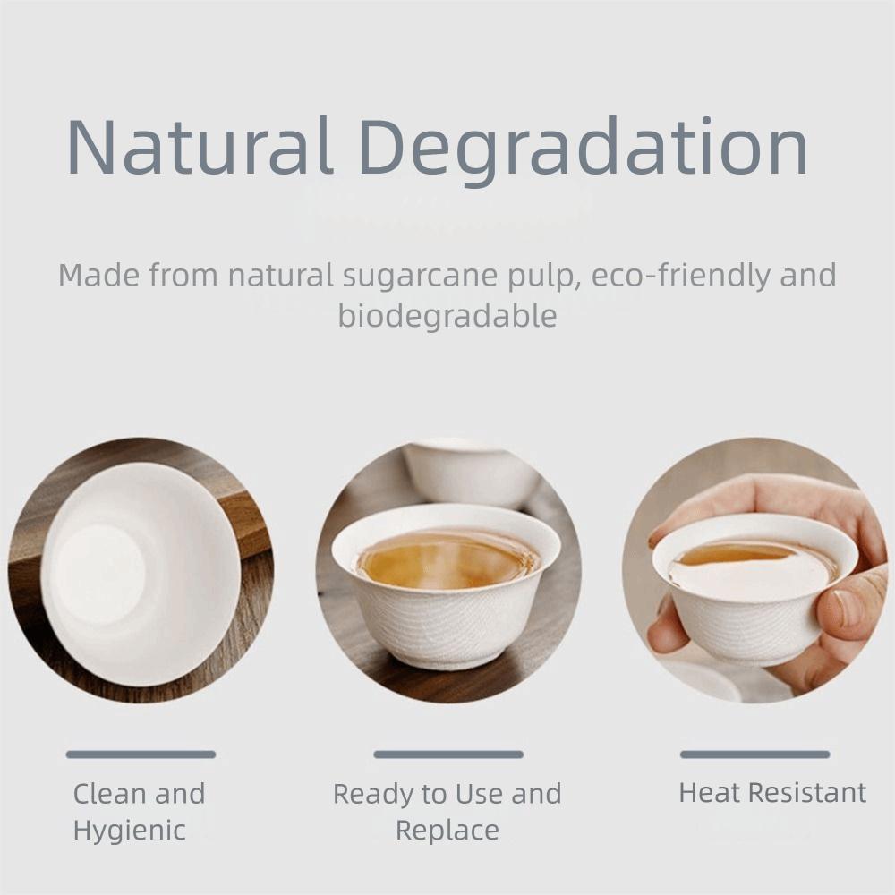 50Pcs 60ML Disposable Kung Fu Tea Cup Thickened Eco-Friendly Drink Cup Biodegradable High Temperature Resistant Water Cup Travel