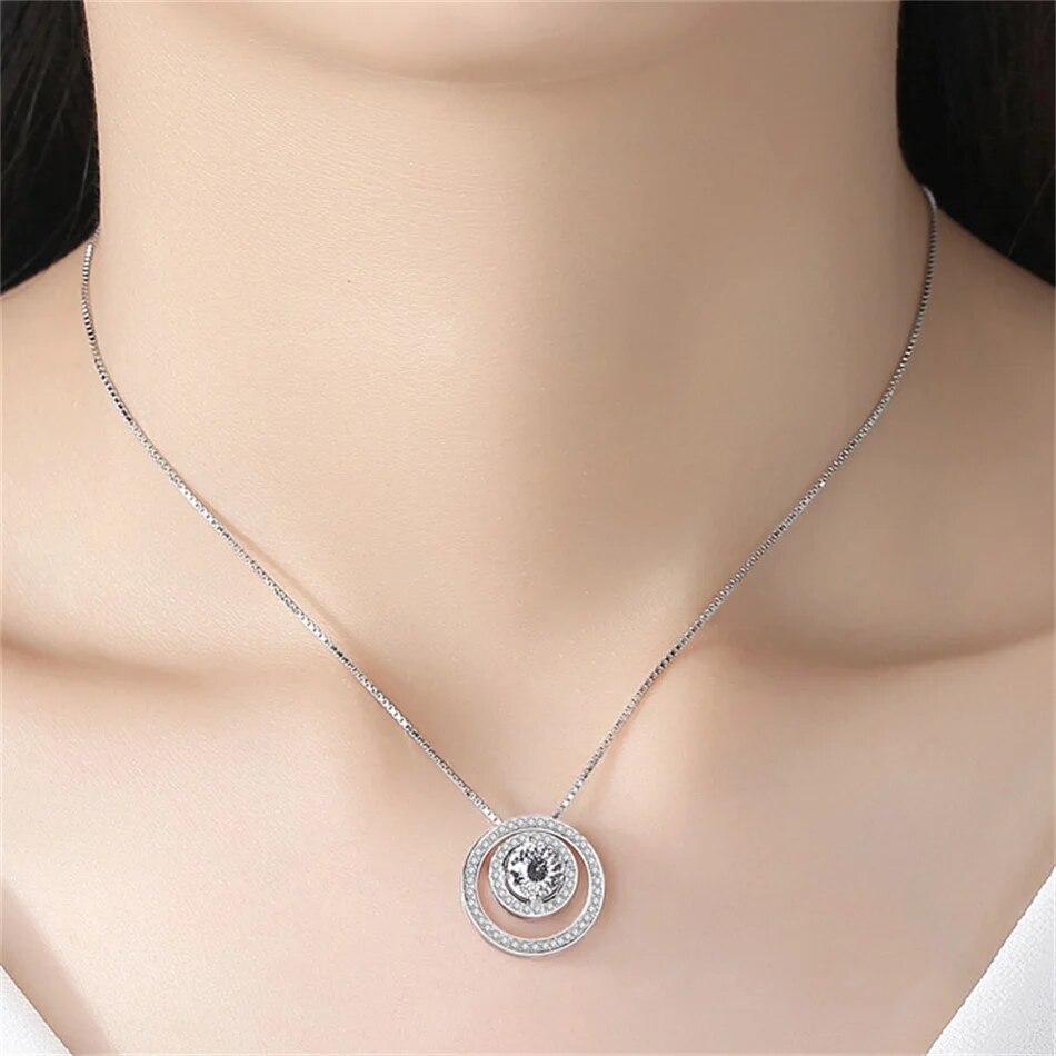 Round Hollow 1 Carat Moissanite 100% 925 Sterling Silver Premium Versatile Fashion Pendant Necklace Women's Fine Jewelry