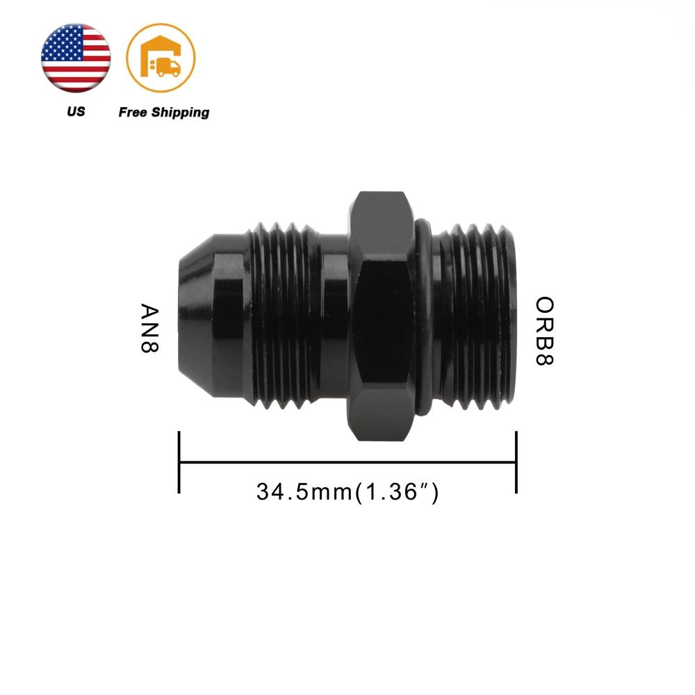 Male Adapter AN6 6AN Fitting Black ORB-6 /-10 /-10 O-ring Boss to AN8 8AN AN1010/ 6061-T6 aluminum  Flare fiting Car Accessories