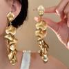 Rose petal earrings exaggerated fashion long fringed earrings women's high-end temperament versatile earrings