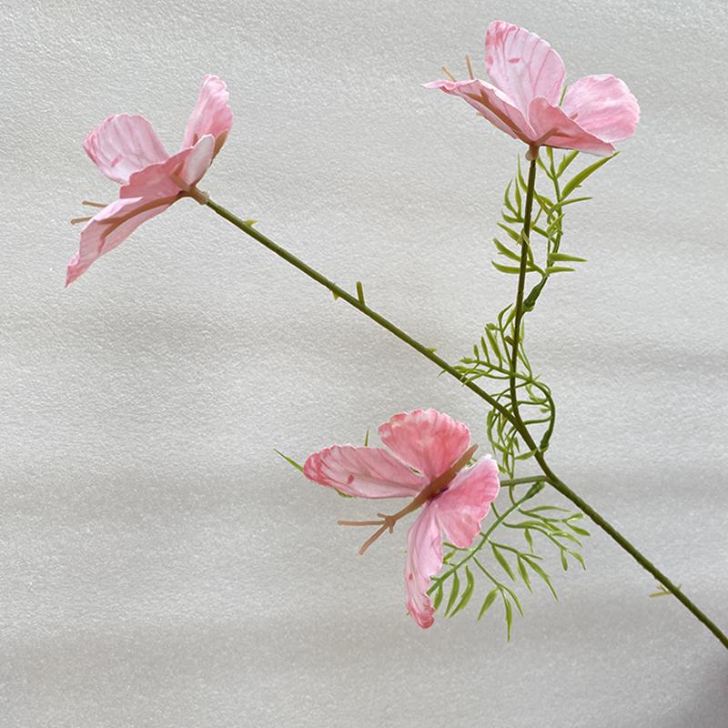 Three-Head Butterfly Artificial Flowers for Wedding Decorations and DIY Floral Arrangements