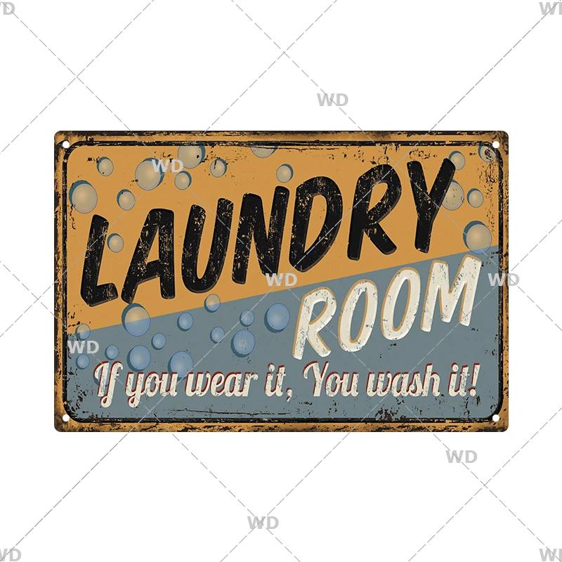 Laundry Vintage Tin Sign Funny Metal Plaque Pin Up Girl Retro Plate Wall Art Painting for Home Room Washroom Posters Decor