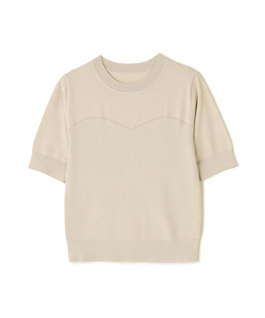 N Natural Beauty Eyelet Bustier Knit Light Beige Basic Women's Sweater,