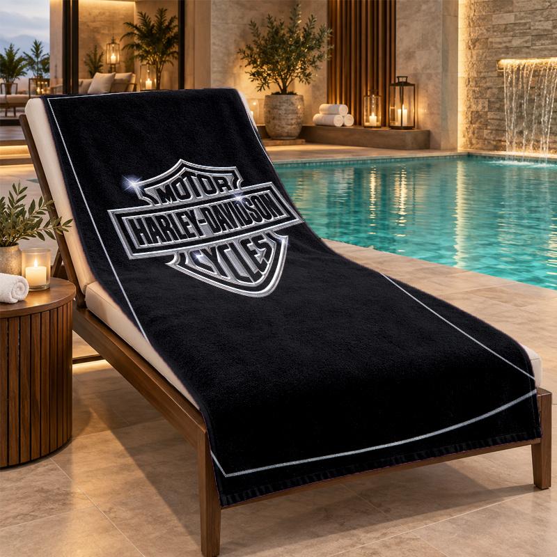 Beach Towel with Harley-Davidson Design, Quick Dry Lightweight Towel for Swimming Pool Travel