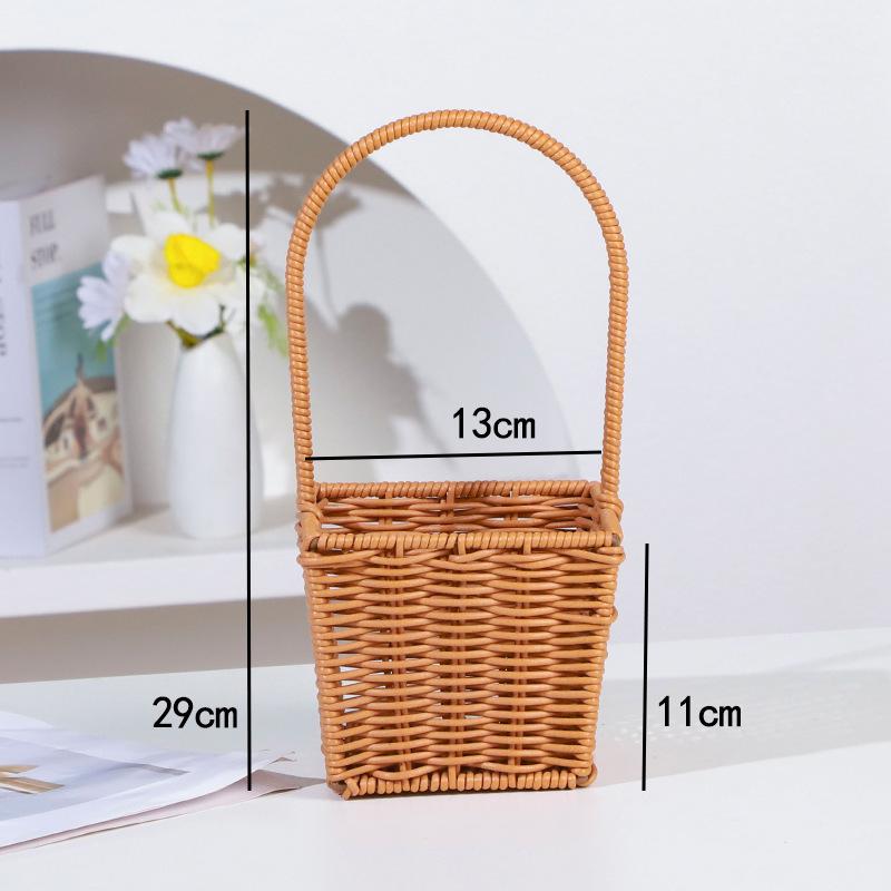Handmade Imitation Rattan Picnic & Gift Basket with Iron Art Elements