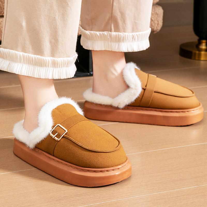 Memory Foam Slippers Women Suede Platform EVA Sole Warm Home Shoes Winter Non Slip Comfortable