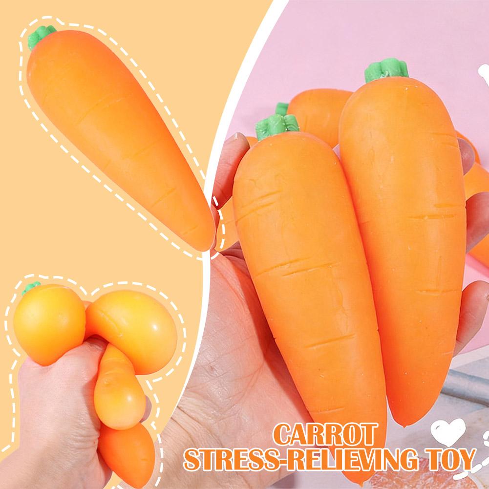 Karotte Kawaii Langsam Aufgehendes Quetschspielzeug Fidget Toy Weiches Simulationsgemüse Stressabbau Anti-Angst Entspannungsspielzeug