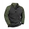 Tactical Fleece Jacket for Men Warm Stand-Up Collar Pullover Two-Tone Zip-Up Sweatshirt Outerwear