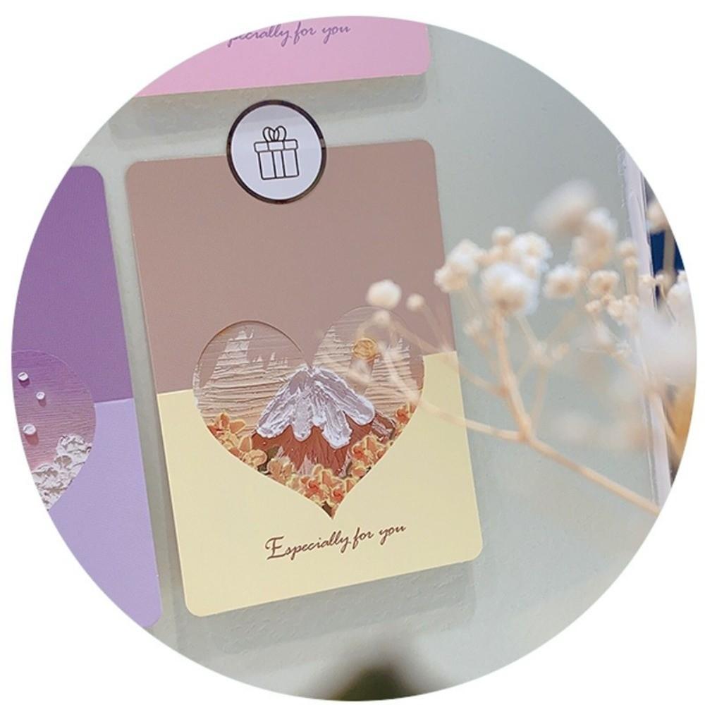 10Pcs Heart-shaped Greeting Cards Blank Handwritten 3D Oil Painting Cards Foldable Gift Card Various Festivals Gift Card