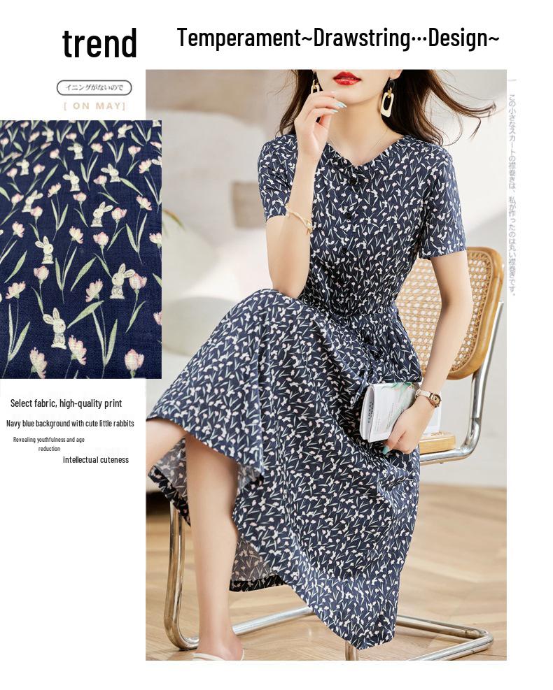2023 Elegant Floral Cotton Linen Maxi Dress for Women – Summer, Waist-Cinching, Age-Reducing Fashion
