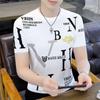2024 Men's Slim Trend Ice Silk Printed Short-Sleeve T-Shirt