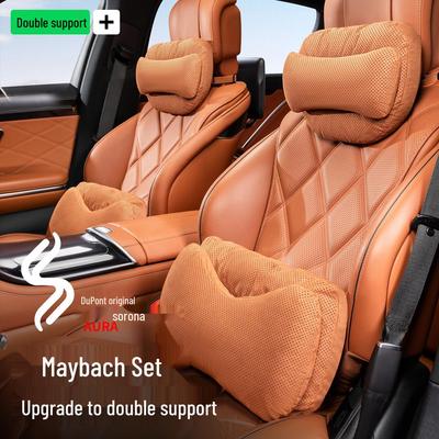 Car Headrest & Lumbar Support Pillow for Mercedes-Maybach & Tesla - Interior Cushion for Driving Neck Protection