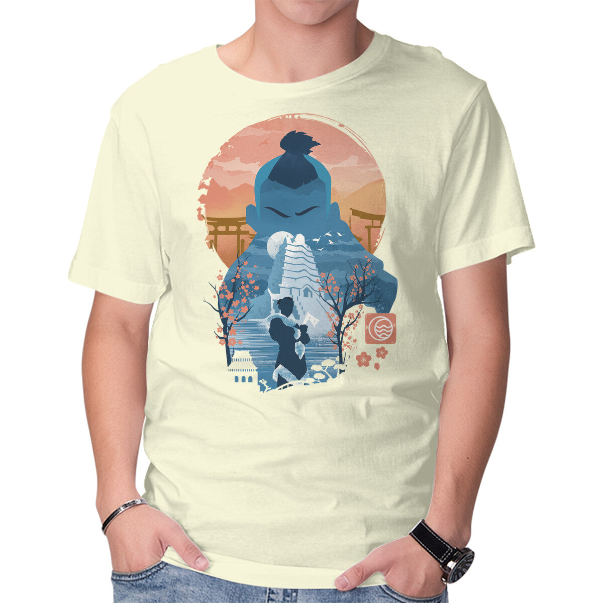 Unisex Crew Neck T-Shirt Ukiyo-e Sokka Graphic Short Sleeve Casual Tee XXL